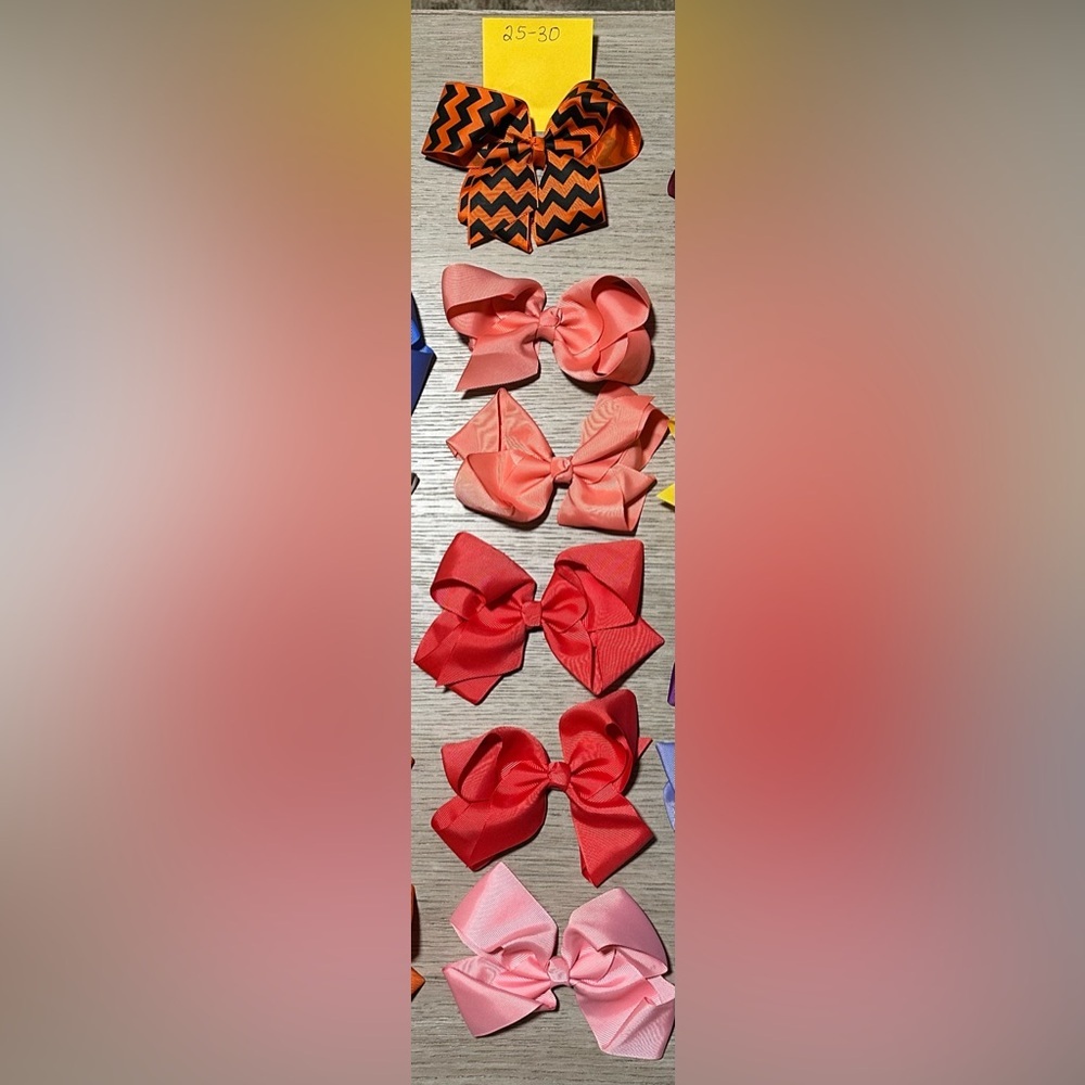 Ruffle Girl. 6” Grosgrain Ribbon Hair Bows /w small alligator clips. Bows #25-30
